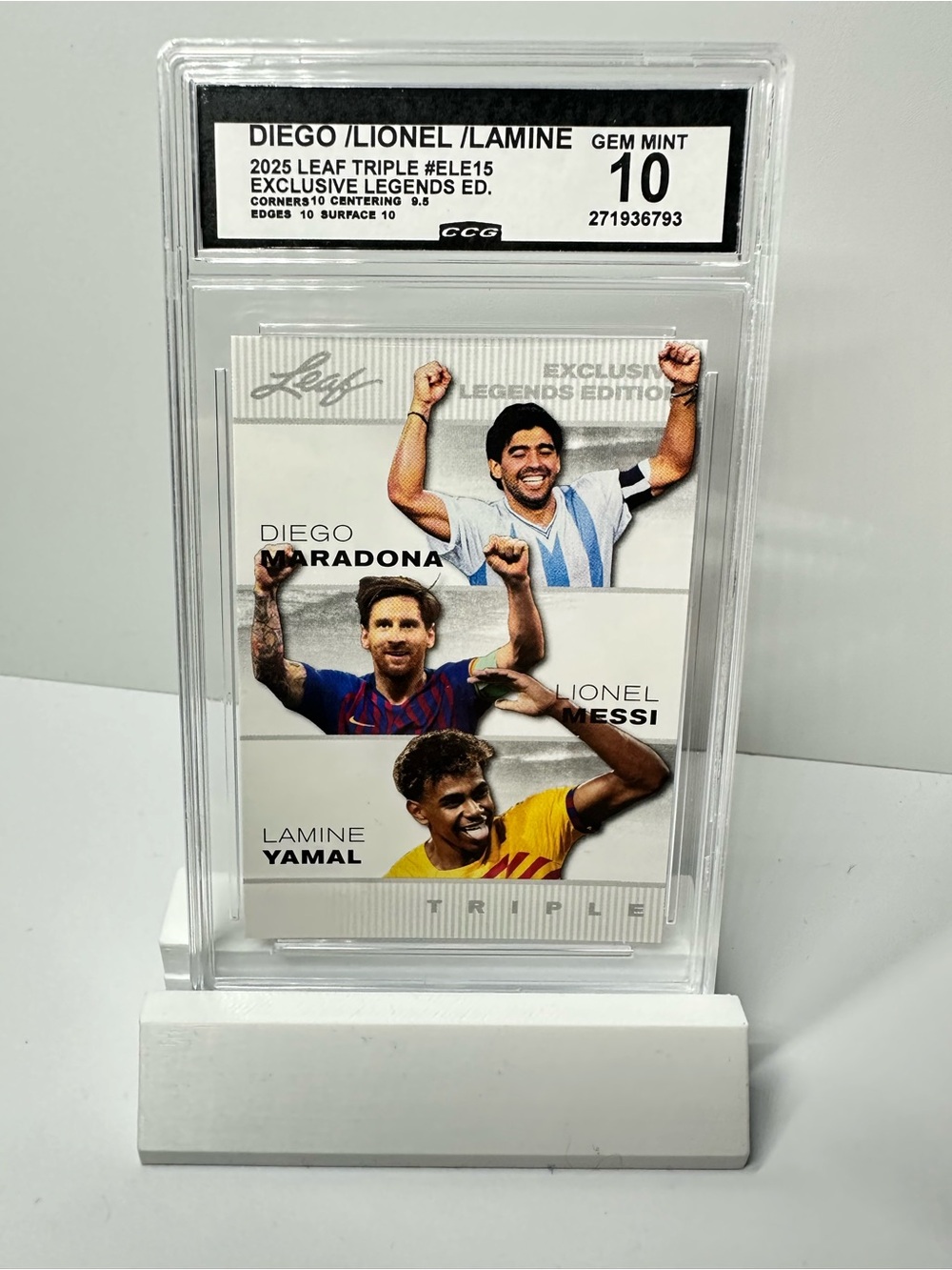 2025 Leaf Exclusive
Legends Edition Triple Maradona/Messi/Yamal CCG 10 Gem Mint